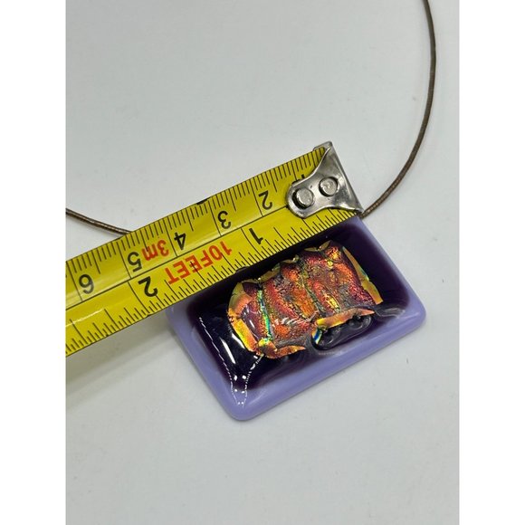 Dichroic Glass Pendant Necklace Sterling Silver Snake Chain Handcrafted Jewelry - Picture 8 of 8